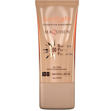ضد آفتاب کرم پودری و پرایمری سان سیف مدل Maquisun شماره N20 حاوی SPF50 حجم ۴۰ میلی لیتر