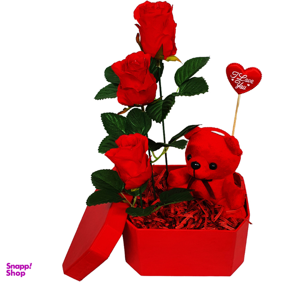 ست هدیه عروسک مدل خرس و رز کد 02
