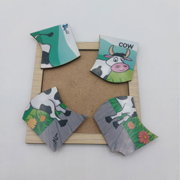 پازل 4 تکه اطلس آبی طرح حیوان گاو مدل P4-029