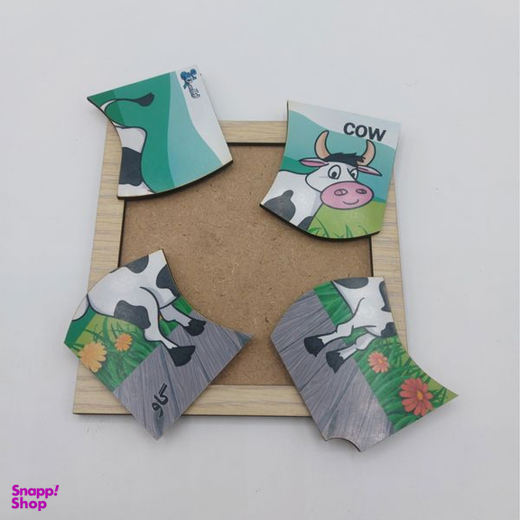 پازل 4 تکه اطلس آبی طرح حیوان گاو مدل P4-029