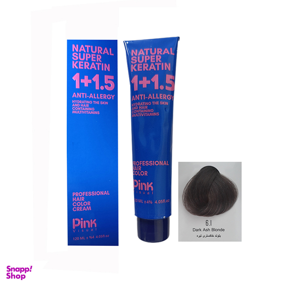 رنگ مو پینک ویژوال شماره 6.1 رنگ بلوند خاکستری تیره حجم 120 میلی لیتر