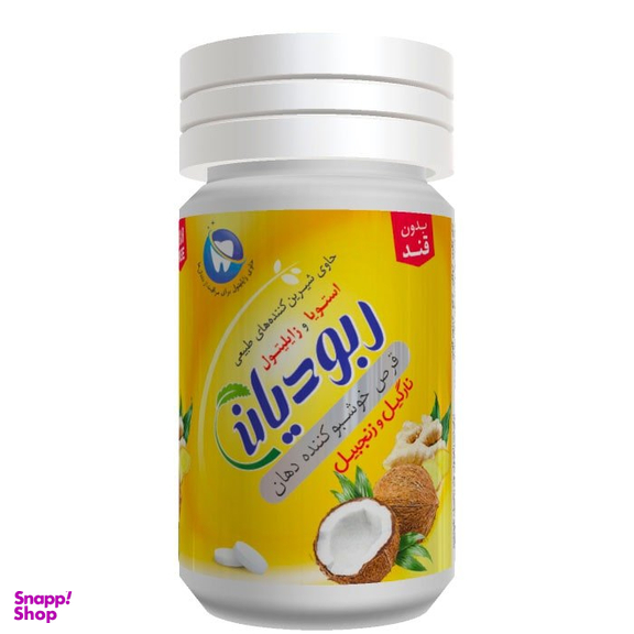 قرص خوشبو کننده دهان ربودیان طعم نارگیل و زنجبیل بسته 60 عددی