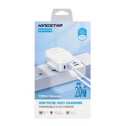 شارژر دیواری 20 وات کینگ استار مدل KW193C PD به همراه کابل USB-C