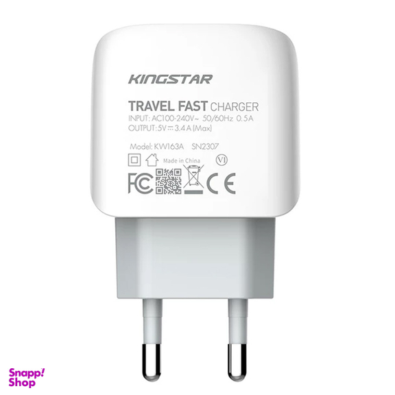 شارژر دیواری کینگ استار مدل KW163C توان 17 وات به همراه کابل USB-C