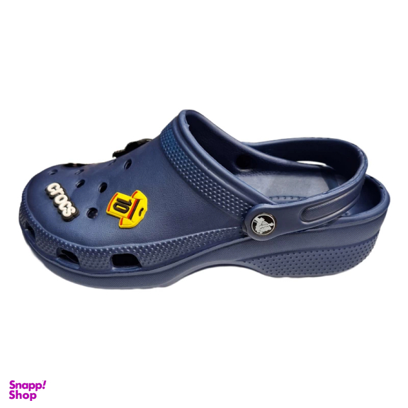 دمپایی مدل کراکس طرح استیکر رنگ سرمه ای