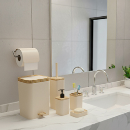 ست سرویس بهداشتی برتر مدل لیدوما طرح چوب مجموعه ۶ عددی