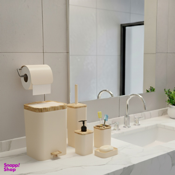 ست سرویس بهداشتی برتر مدل لیدوما طرح چوب مجموعه ۶ عددی