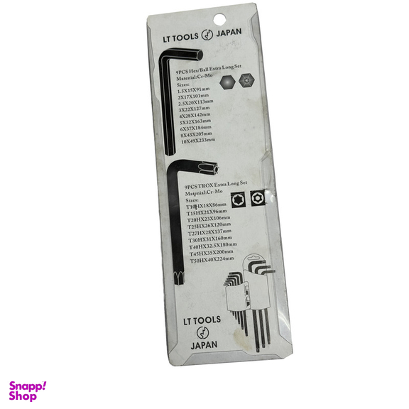 آچار آلن لایت مدل فوق بلند کد SMT-LIGHT-JAPAN--EXTRA LONG-T10-T50 مجموعه 9 عددی