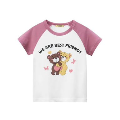 تی شرت آستین کوتاه دخترانه هومنیتی مدل WYKGTSHT9533-WHTPNK