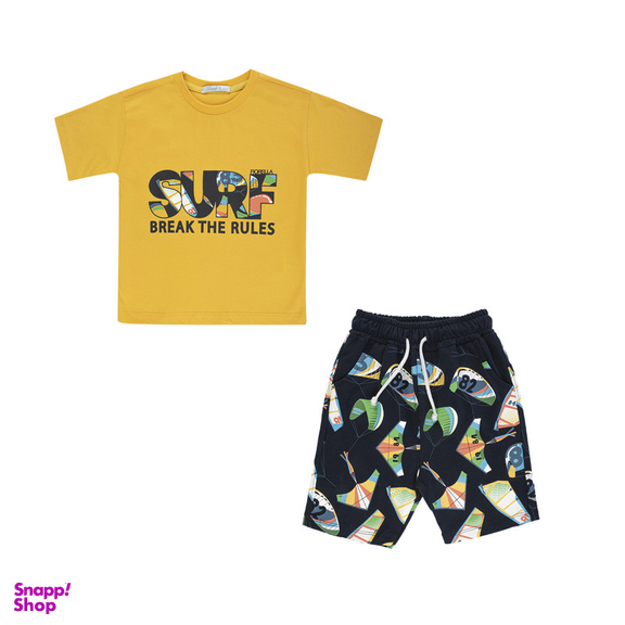 ست تیشرت و شلوارک پسرانه فیورلا مدل surf کد 35034-45043