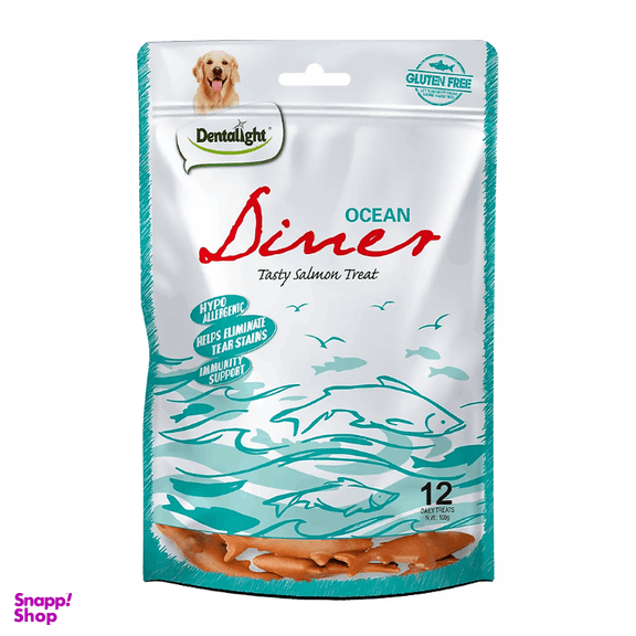 تشویقی سگ دنتالایت مدل Ocean Diner طعم ماهی سالمون بسته 12 عددی