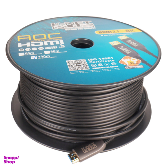 کابل 2.1 HDMI فیبر نوری کی نت پلاس مدل KP-A166 طول 100 متر