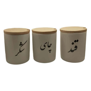 بانکه سرامیکی مدل قند شکر چای مجموعه 3 عددی
