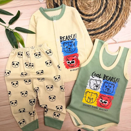 ست 3 تکه لباس نوزادی مدل خرس کد 4047