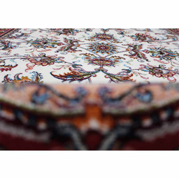 فرش ماشینی مدل بیضی طرح صبا رنگ کرم