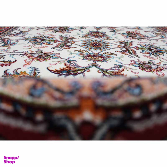 فرش ماشینی مدل بیضی طرح صبا رنگ کرم
