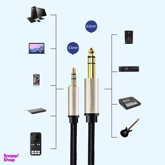 کابل تبدیل Jack 6.5mm به Jack 3.5mm یوگرین مدل AV127 کد 10625 طول 1 متر