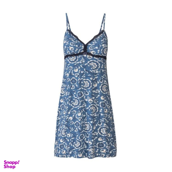 لباس خواب زنانه اسمارا مدل ویسکوز گلدار کد 378 رنگ آبی نیلی