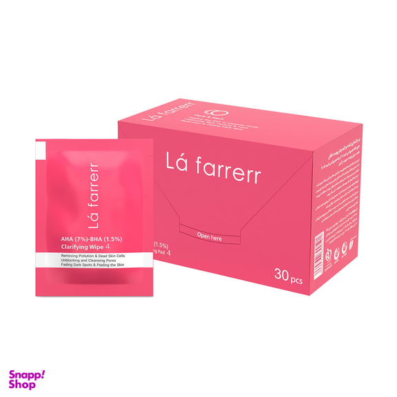 پد پاکسازی کننده و لایه بردار پوست لافارر مدل شماره 4 حاوی %1.5 AHA 7% و BHA بسته 30 عددی