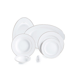 سرویس غذاخوری 28 پارچه 6 نفره چینی زرین ایران مدل ایتالیا اف سپید صدف درجه 3