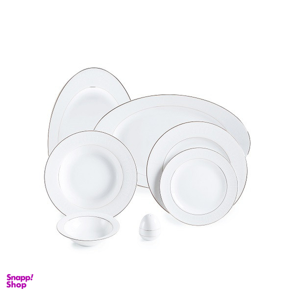 سرویس غذاخوری 28 پارچه 6 نفره چینی زرین ایران مدل ایتالیا اف سپید صدف درجه 3