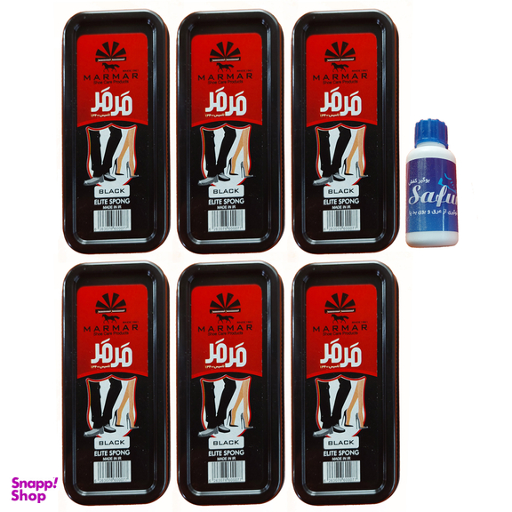 واکس ابری براق کننده کفش مرمر مدل مگا بسته 6 عددی به همراه 1 پودر بوگیر کفش