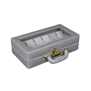 جعبه ساعت 12 خانه چرم طرح کروکودیلی کد TW-2483