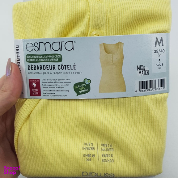 تاپ زنانه اسمارا طرح کبریتی کد 4099993 رنگ زرد