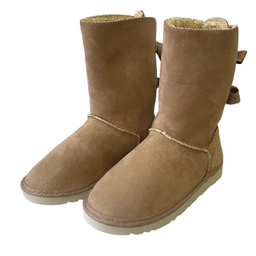 بوت زنانه طرح اگ مدل پشت بندی رنگ کرم