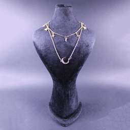 گردنبند زنانه طرح ماه و ستاره و الماس مدل آریا چند رج کد 08