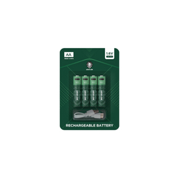 باتری قلمی قابل شارژ گرین لاین مدل AA 1.6V Alkaline Battery بسته ۴ عددی