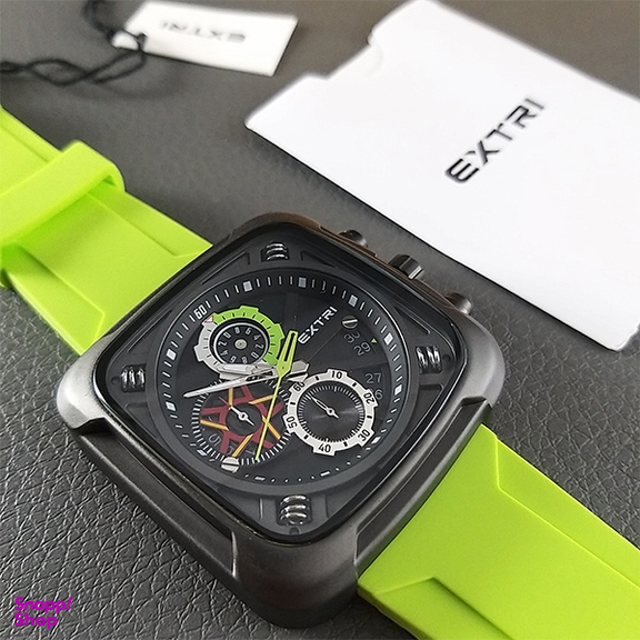 ساعت عقربه ای مردانه اکستری کد X6057-E رنگ مشکی سبز روشن