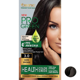 کیت رنگ مو کلینیک کیندی مدل Pro Green شماره N3.0 رنگ قهوه ای تیره