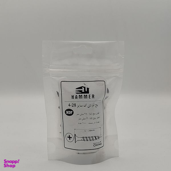 پیچ ام دی اف هامر مدل 4x28mm بسته 100 عددی