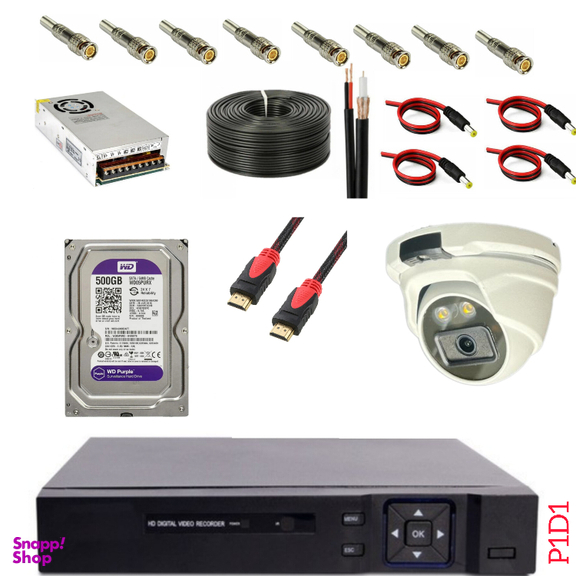 پک کامل دوربین مداربسته کد P1D1 مجموعه 20 عددی