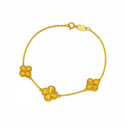 دستبند طلا 18 عیار زنانه طرح ونکلیف سه گل مدل 00301