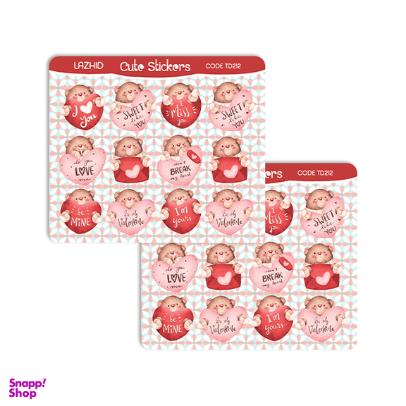 برچسب لاژید مدل قلب طرح تدی کد TD212 بسته 2 عددی