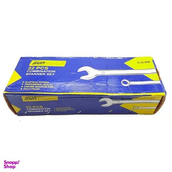 آچار یکسر تخت و یکسر رینگی سان تولز مدل AJ-6/32MM-022 مجموعه 22 عددی