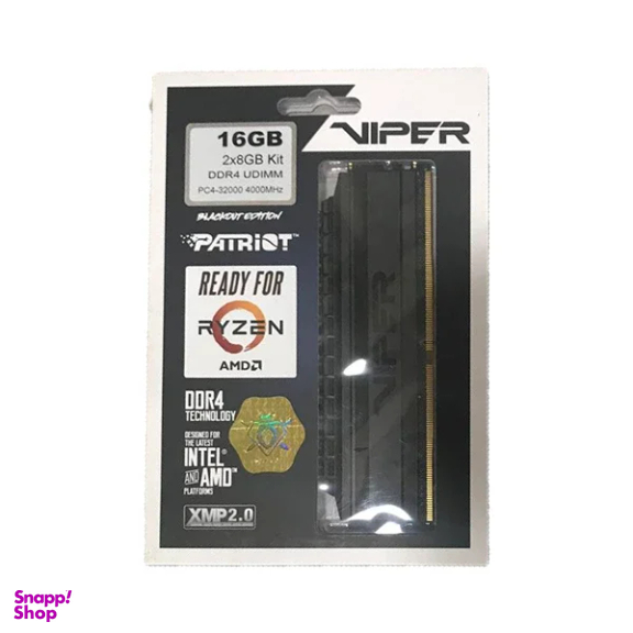 رم دسکتاپ دو کاناله 4000 مگاهرتز CL19 پتریوت مدل Viper Blackout ظرفیت 8 گیگابایت بسته 2 عددی