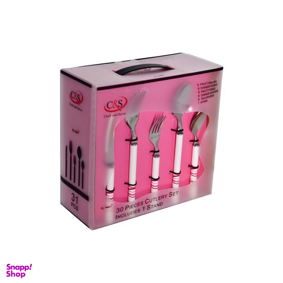 سرویس قاشق و چنگال 31 پارچه سی اند اس طرح گرد