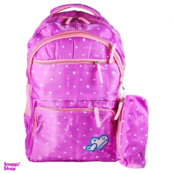 کوله پشتی دخترانه طرح خالخالی مدل kh01