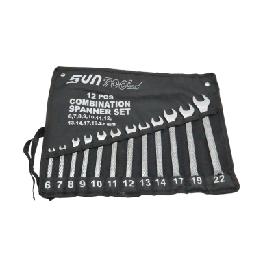 آچار یکسر تخت و یکسر رینگی سان تولز مدل YP-12CS مجموعه 12 عددی