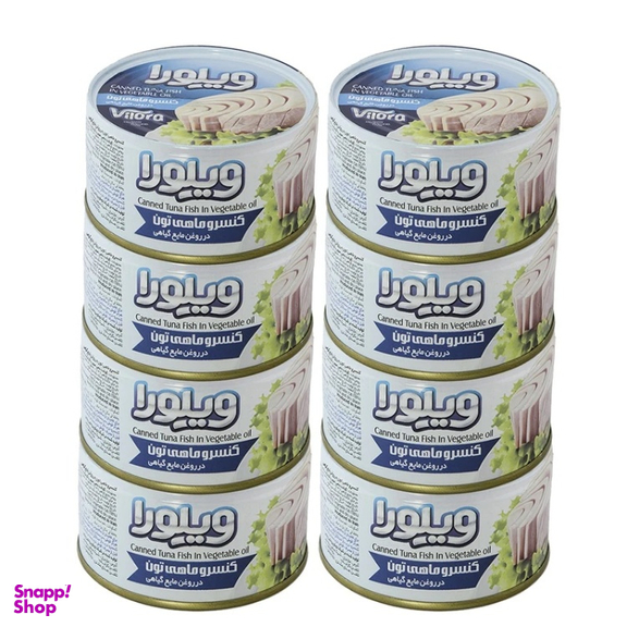 کنسرو ماهی تن در روغن گیاهی ویلورا بسته 8 عددی