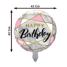بادکنک فویلی لاکی بالونز مدل happy birthday طرح ماربل کد KP03