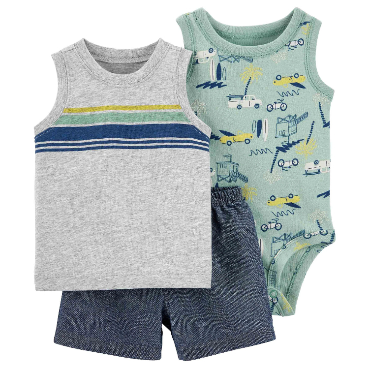 ست تیشرت و بادی و شلوارک نوزاد کد 2292