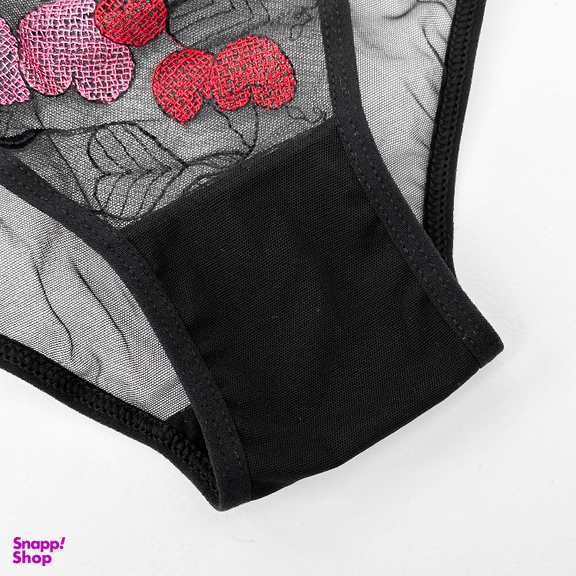 ست شورت و سوتین زنانه نوشه پوش کد 88807 رنگ مشکی قرمز