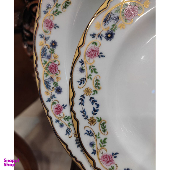 سرویس چینی 102 پارچه کامل غذا خوری چینی زرین ایران سری ایتالیا اف مدل گلستان درجه عالی