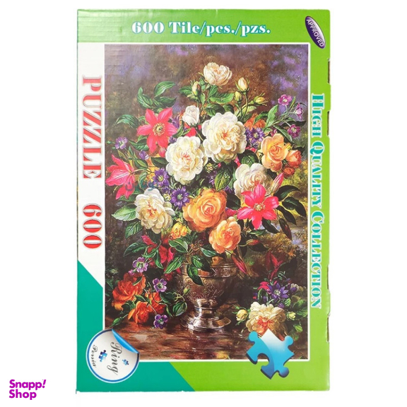 پازل 600 تکه رینگ طرح گلدان و گل