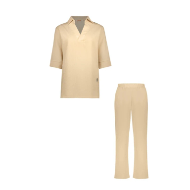 ست پیراهن و شلوار مادر مدل هیوا کد AM-MA-Hiva-P رنگ کرم