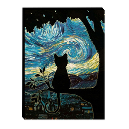 تابلو شاسی طرح گربه شب پرستاره کد 10